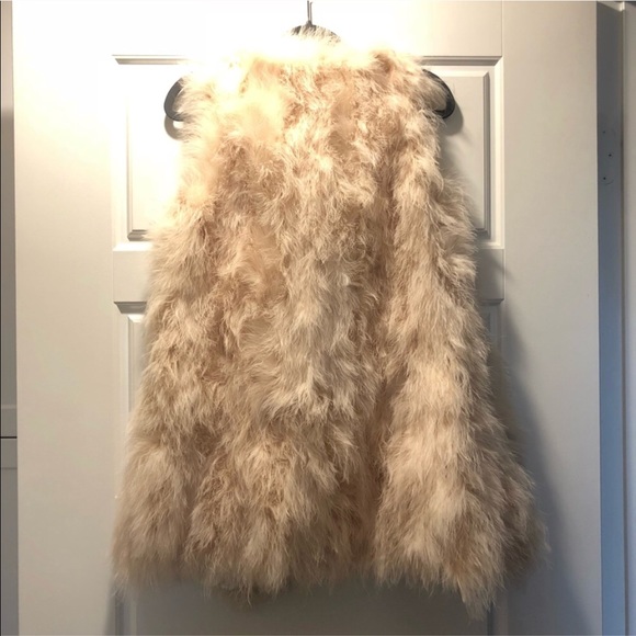 OSTRICH FEATHER OUTERWEAR VEST, CREAM - Picture 4 of 4